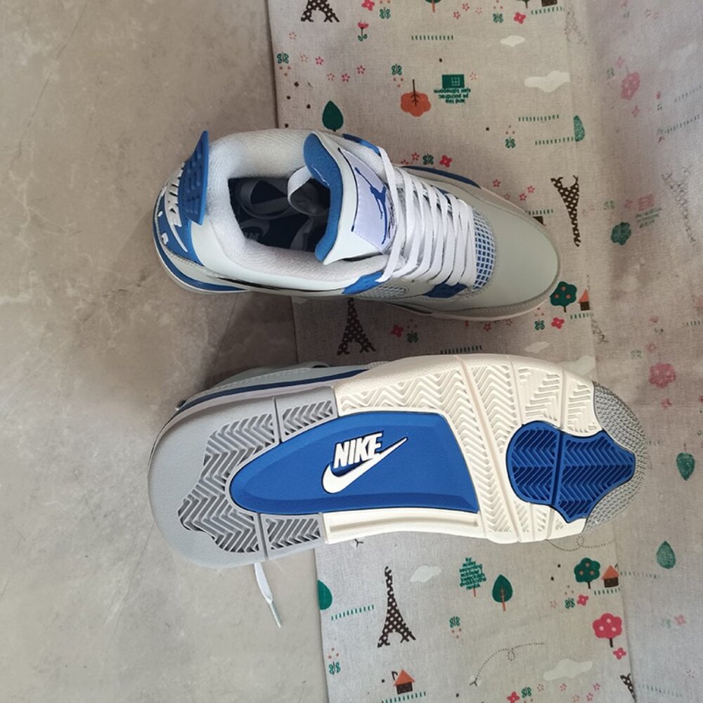 White And Blue Air Jordan AJ4 Sneakers - Picture 9 of 10